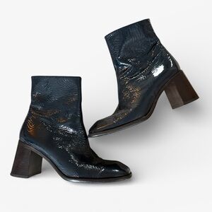 Miista London Navy Blue Patent Leather Boots